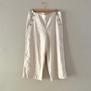 LOFT High Waist, Wide Leg, Sailor Crop Linen-Blend Pants, Sz 8, EUC